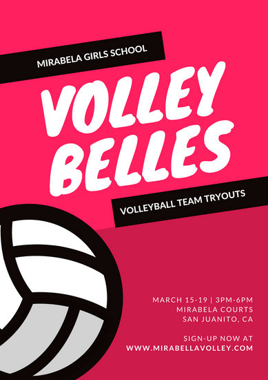 canva black pink womens volleyball tryout poster MAB9dR2jmB8