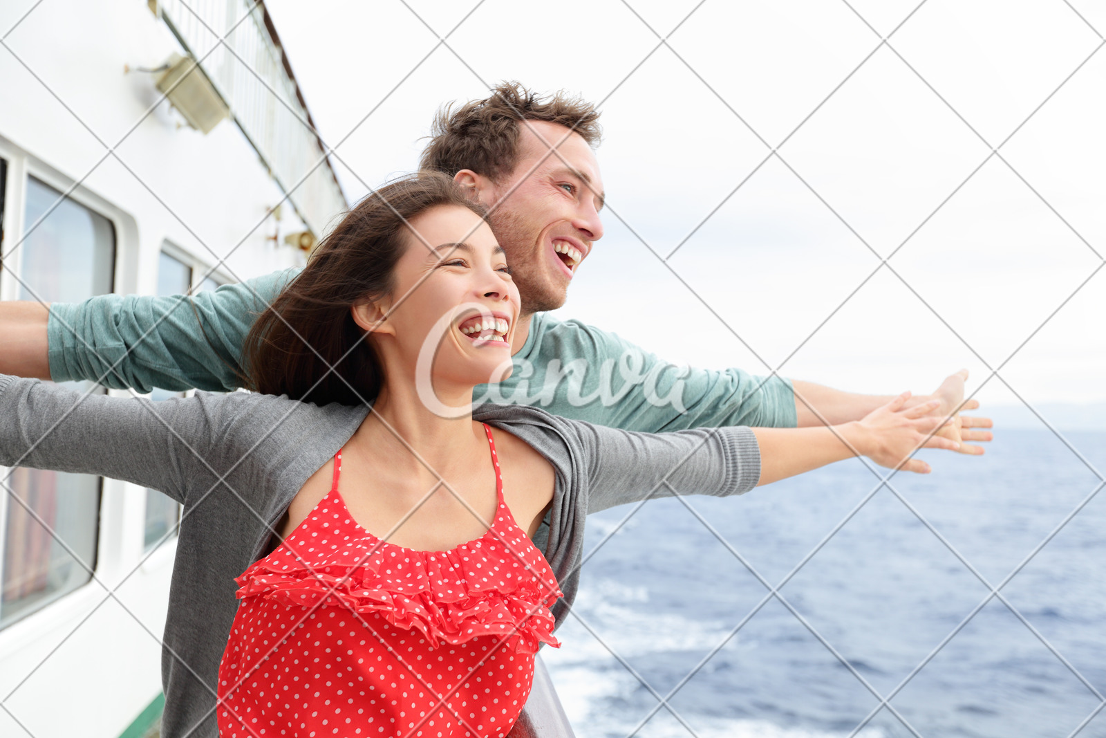 Romantic Couple Fun In Funny Pose On Cruise Ship Photos By Canva