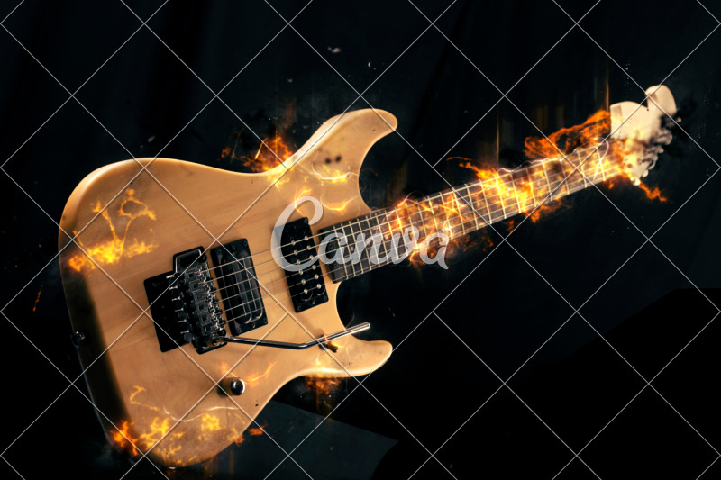  Electric  Guitar  on Fire  on Black Background  Photos by Canva