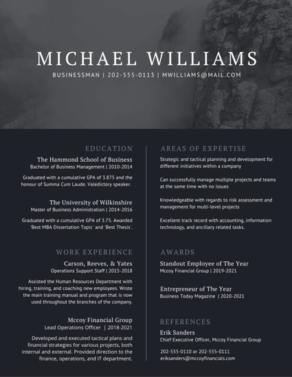 Classy Businessman Resume Templates By Canva