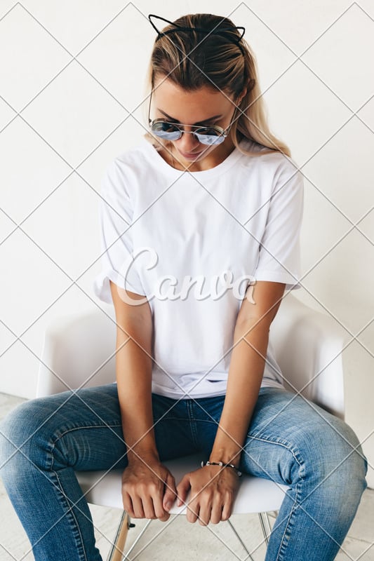 Download T-Shirt Mockup on Model - Photos by Canva