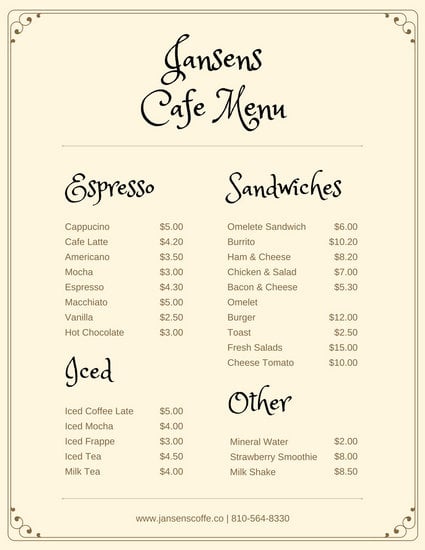 canva dark brown cafe menu MAB_5IjL UE
