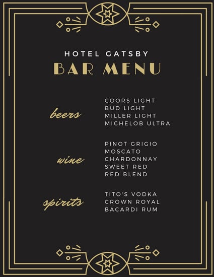 canva black gold great gatsby bar menu MAB_oLuyfV8