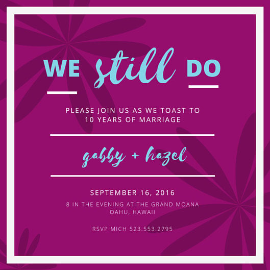  10th  Wedding  Anniversary  Floral Invitation  Templates by 