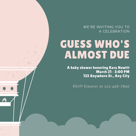 Green Hot Air Balloon Baby Shower Invitation Templates By Canva