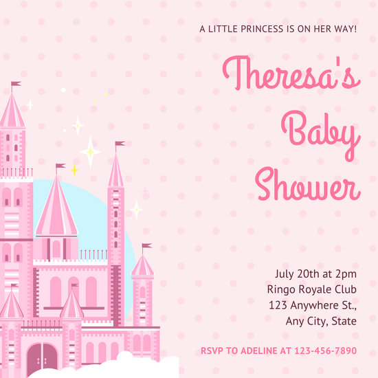 Pink Castle Princess Baby Shower Invitation Templates By Canva