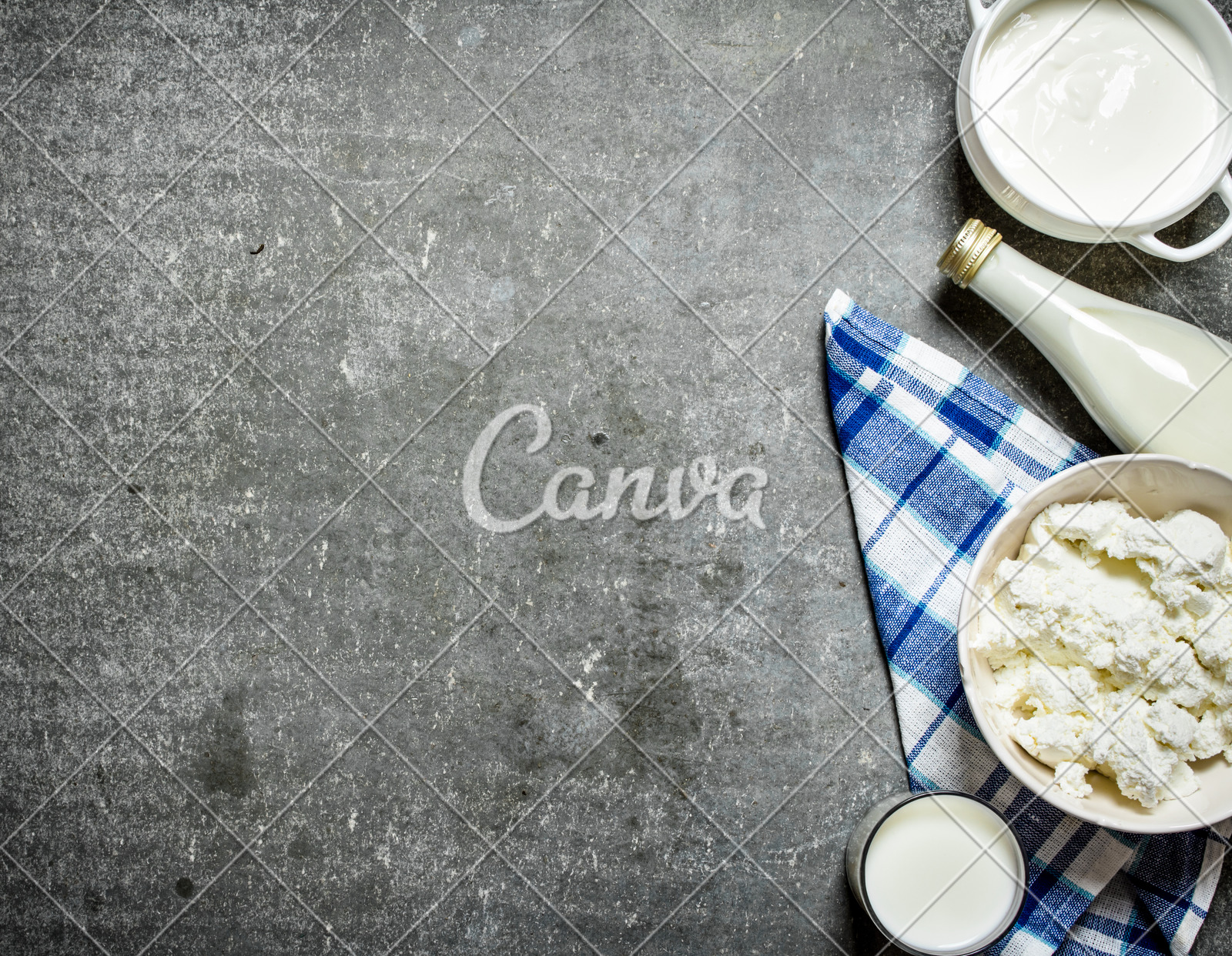Sour Cream Milk And Cottage Cheese On The Napkin Photos By Canva