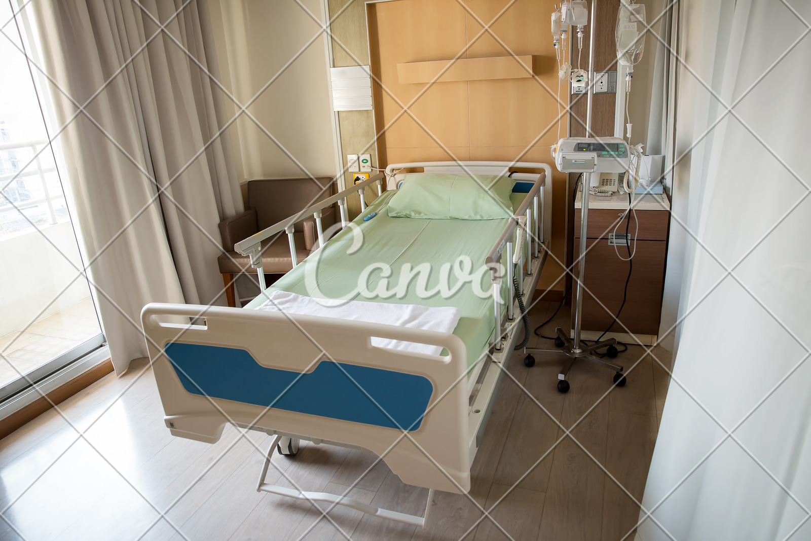 Empty Bed In The Modern Hospital Room Deluxe Private Ward