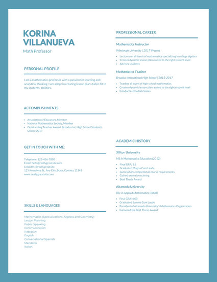 color resume templates free download orange and blue