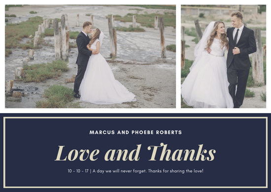 Beach Wedding Thank You Card Templates By Canva