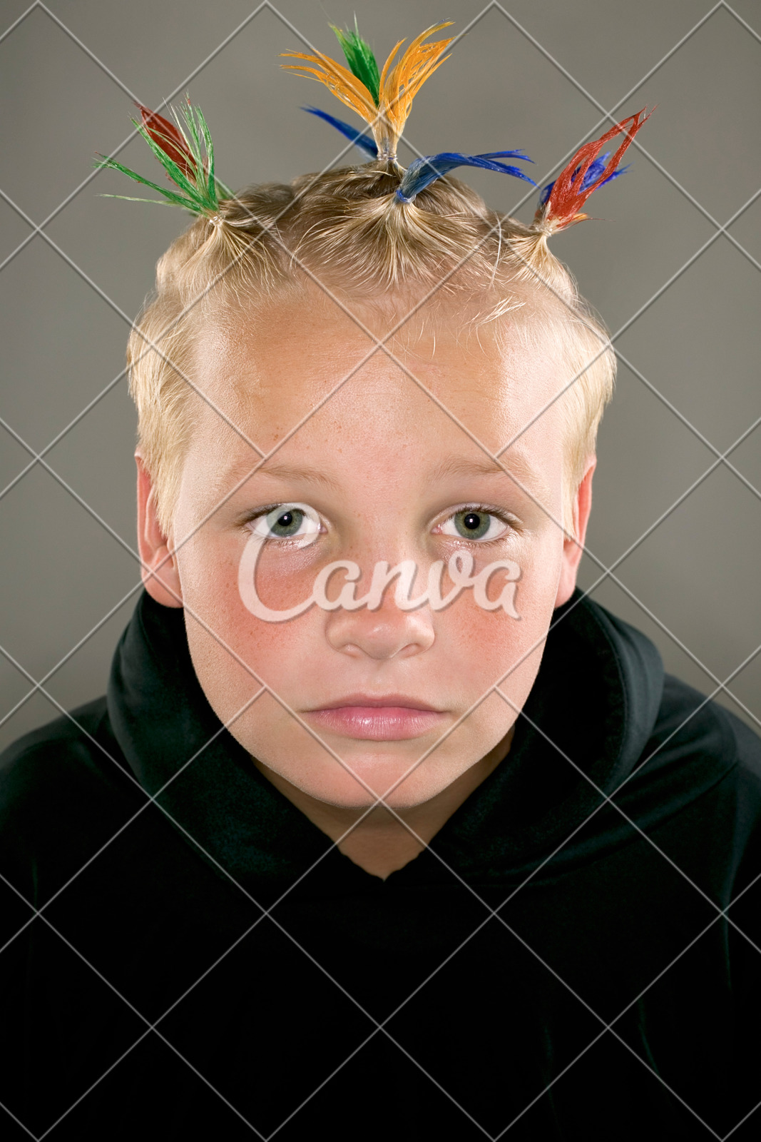 Blonde Boy With Multi Colored Hair Extensions Photos By Canva