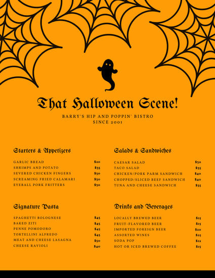 Customize 36+ Halloween Menu templates online - Canva