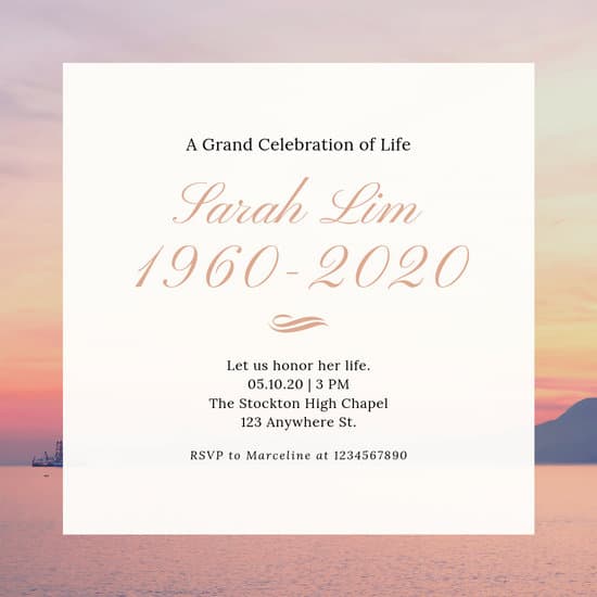Customize 30+ Funeral Invitation templates online Canva