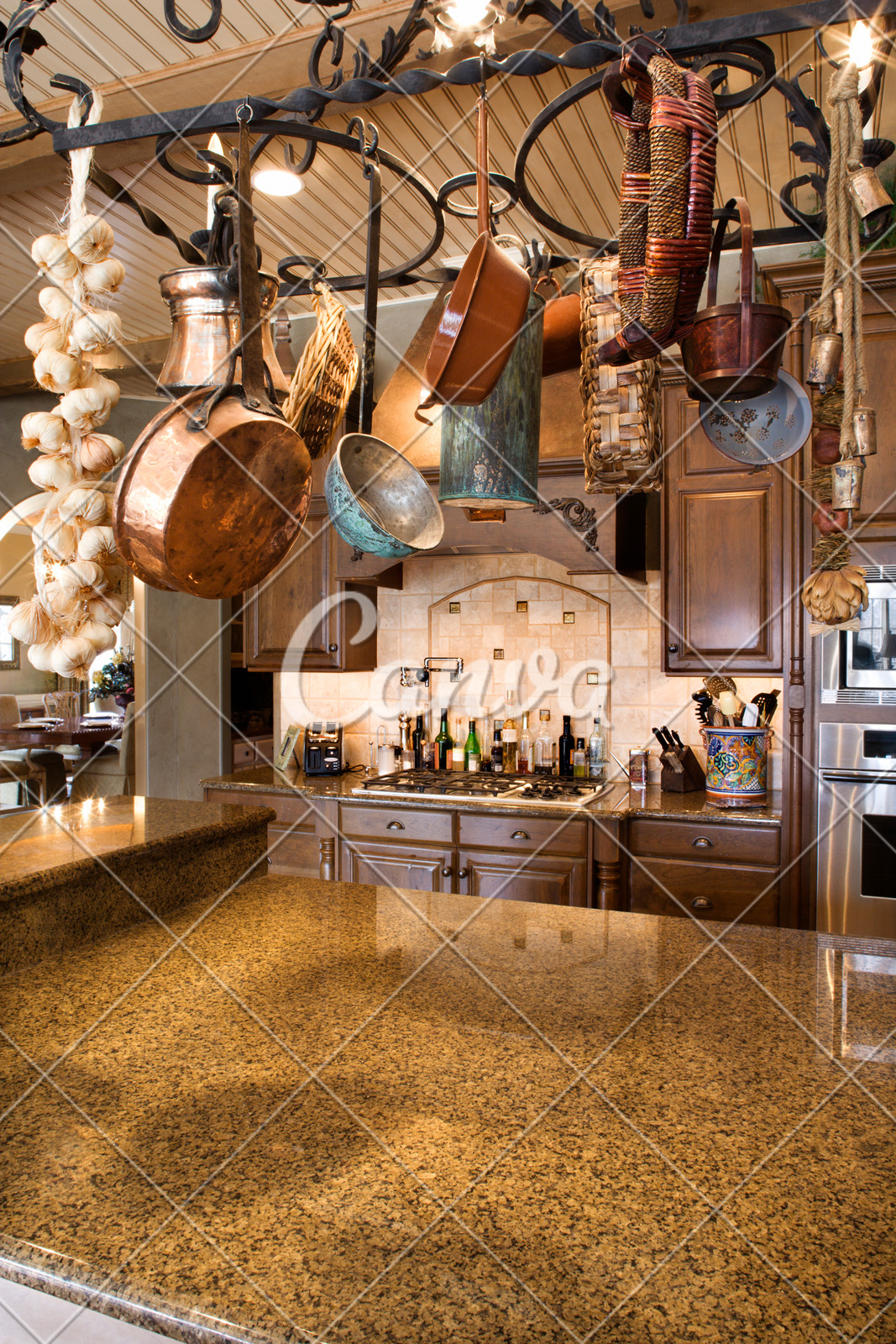 Kitchen With Hanging Pots Photos By Canva