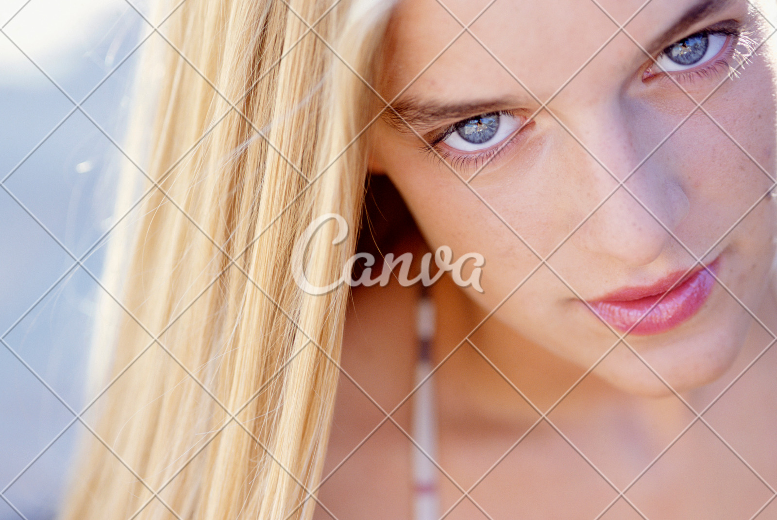 Young Woman With Blonde Hair And Blue Eyes Portrait Photos By