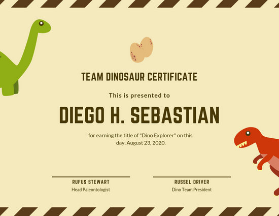 dr steve dinosaur hunter certificate