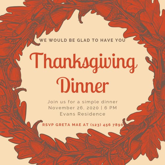 Customize 78+ Thanksgiving Invitation Templates Online - Canva