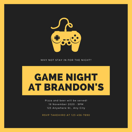 Game Night Invitation Free Printable