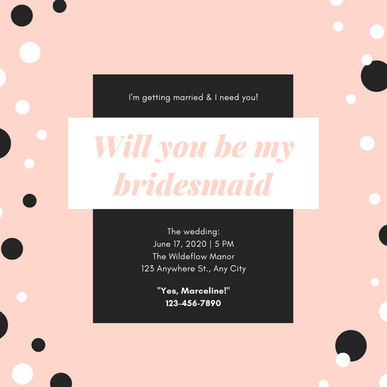 Customize Be My Bridesmaid Invitation Templates Online Canva