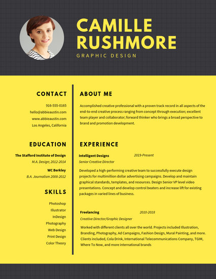 navy blue and red simple graphic designer resume