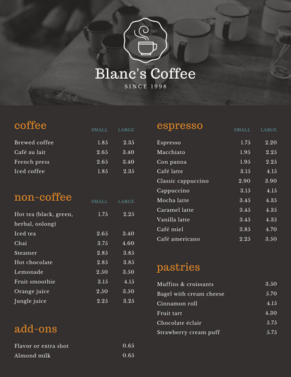 Customize 69 Coffee Shop Menu templates online Canva
