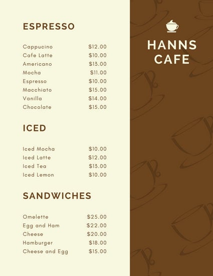 Customize 158+ Cafe Menu templates online - Canva