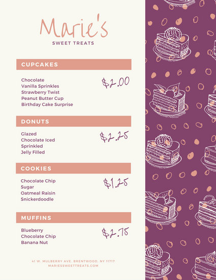 Yellow and Pink Sweets Icons Bakery Menu - Templates by Canva