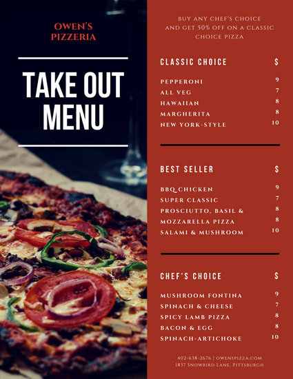 Customize 24+ Take Out Menu templates online - Canva