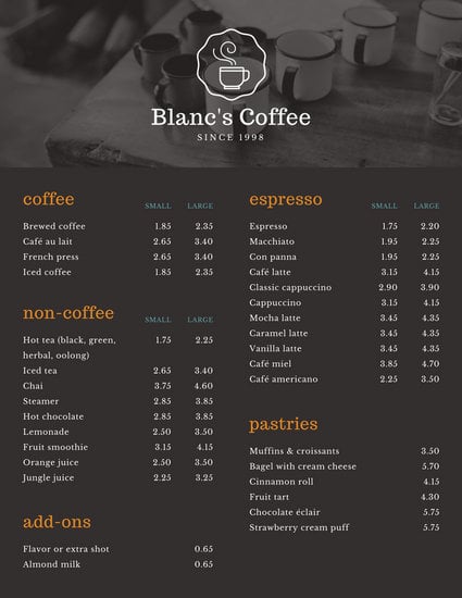 canva dark brown cups coffee shop menu MACCneolmKI