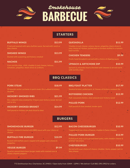 Customize 171+ Bbq Menu templates online - Canva