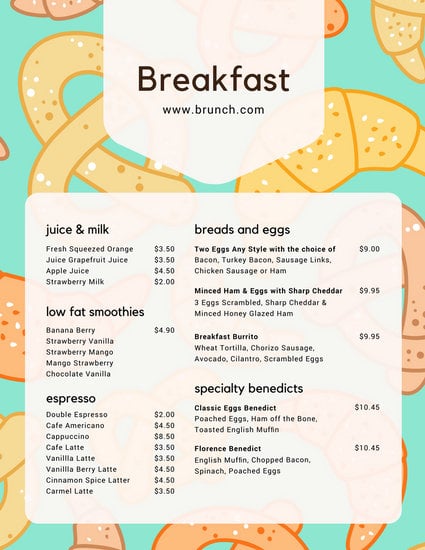 Customize 245+ Breakfast Menu templates online - Canva