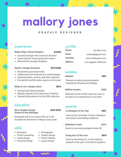 pink colorful infographic resume