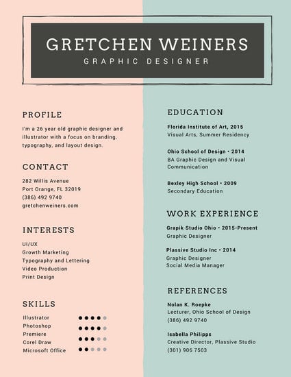 Graphic Designer Resume Templates By Canva