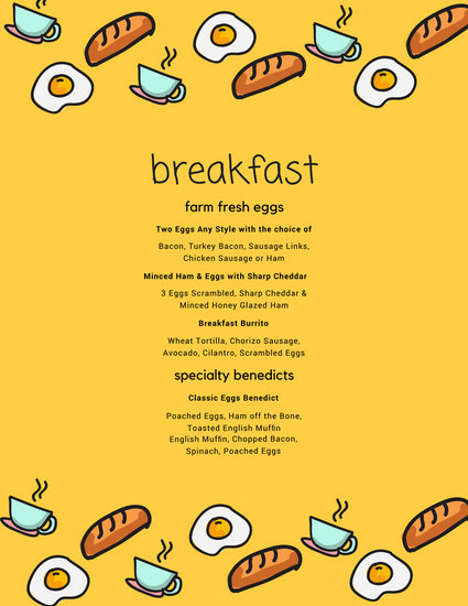 Orange Confetti Simple Breakfast Menu - Templates by Canva