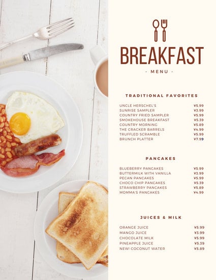 Customize 245 Breakfast Menu Templates Online Canva