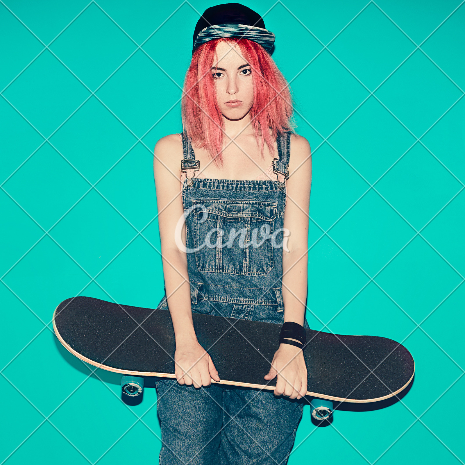 Stylish Urban Skate Girl Fancy Pink Hairstyle Photos By Canva