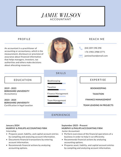 modern lilac corporate resume