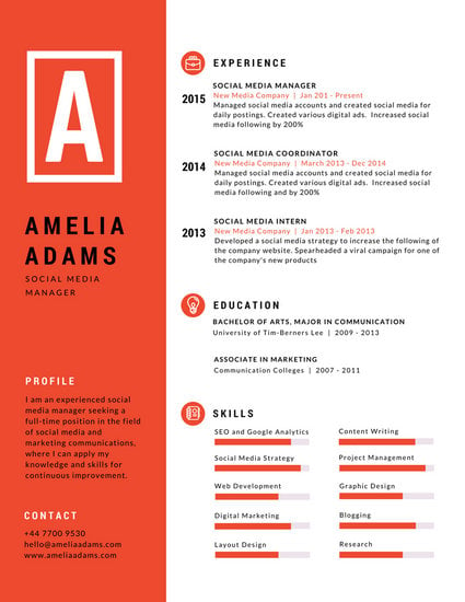 Red And White Two Tone Infographic Resume Templates By Canva