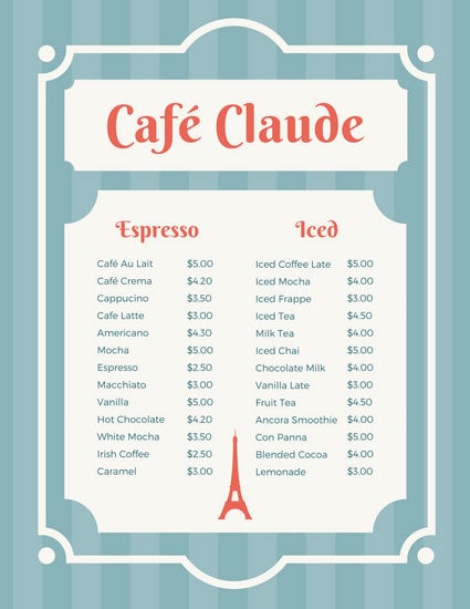 Customize 265 French  Menu  templates online Canva