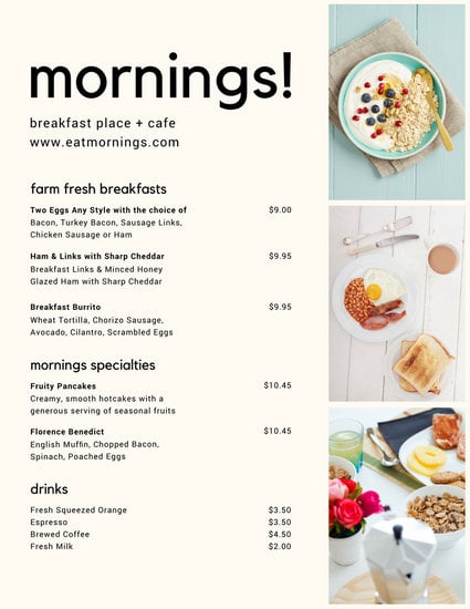 customize 245  breakfast menu templates online