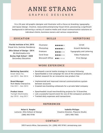 pastel bordered creative resume