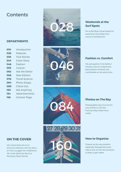 Image result for travel magazine table of contents