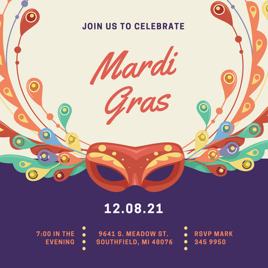 Mardi Gras Invitations Layout Free 10