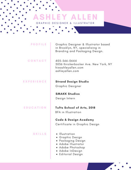 Pink Blue Graphic Designer Creative Resume Templates By Canva