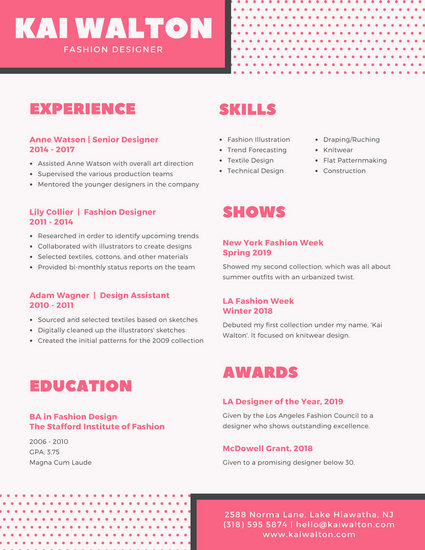 Pink And White Creative Resume Templates By Canva
