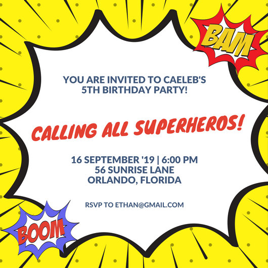 Superhero Birthday Invitations Templates 6
