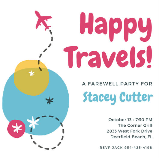 Colorful Airplane Farewell Party Invitation - Templates by Canva