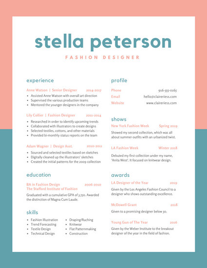 Pastel Two Toned Creative Resume Templates By Canva