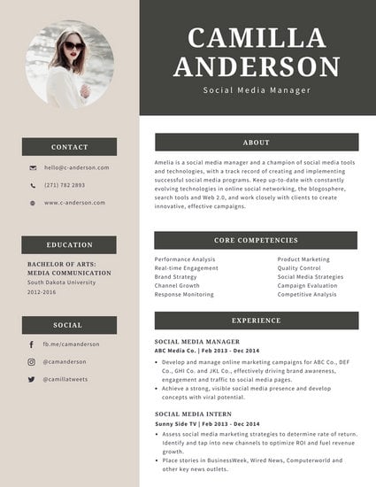 cream and gray modern resume