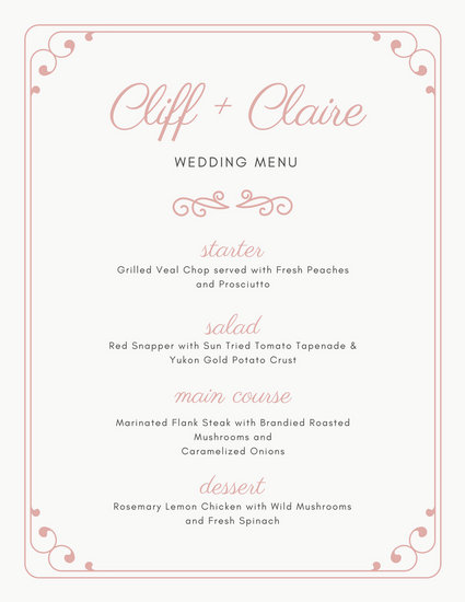 canva pink bordered wedding menu MACLa5qEBTI